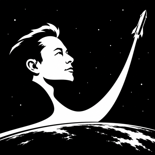 Portrait watching a rocket lift off from Earth
