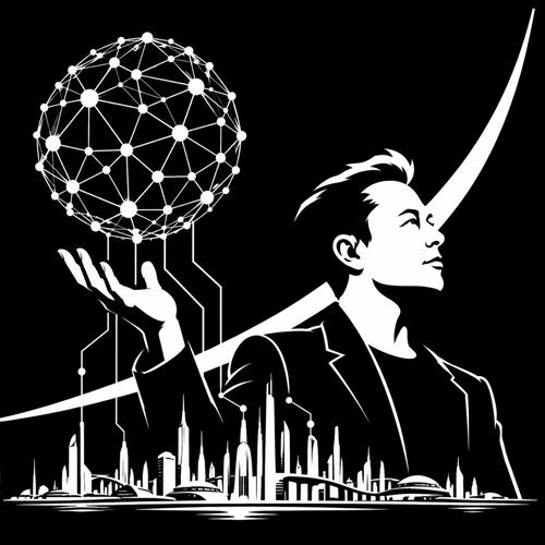 Connected globe held above a city of the future